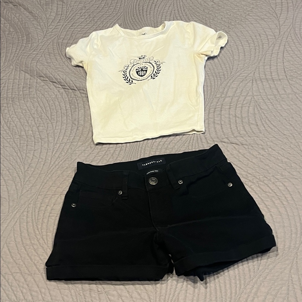 Aeropostale Black High Rise Midi Shorts